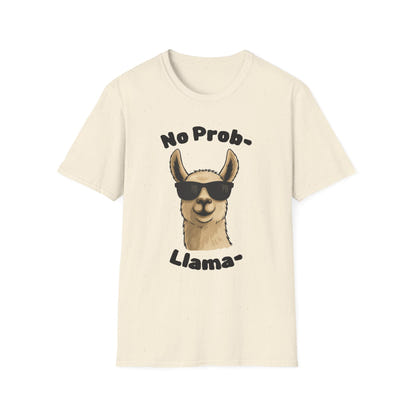 Light Color No Prob Llama T-Shirt, Unisex Cool Llama Sunglasses Unisex Softstyle T-Shirt - Fun Graphic Tee for Animal Lovers, Birthday Gift