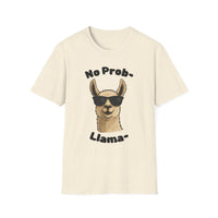 Light Color No Prob Llama T-Shirt, Unisex Cool Llama Sunglasses Unisex Softstyle T-Shirt - Fun Graphic Tee for Animal Lovers, Birthday Gift
