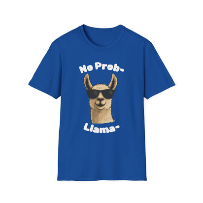 No Prob-Llama Funny T-Shirt | Dark Color Unisex Tee | Cute Llama Design | Humor Animal Pun Shirt | Gift for Him or Her
