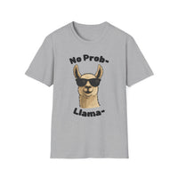Light Color No Prob Llama T-Shirt, Unisex Cool Llama Sunglasses Unisex Softstyle T-Shirt - Fun Graphic Tee for Animal Lovers, Birthday Gift