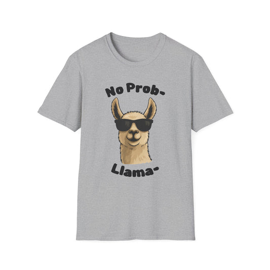 Light Color No Prob Llama T-Shirt, Unisex Cool Llama Sunglasses Unisex Softstyle T-Shirt - Fun Graphic Tee for Animal Lovers, Birthday Gift