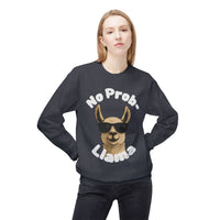Dark Colors No Prob-Llama Sweatshirt Funny Cozy Llama Crewneck | Cute Pun Sweater | Animal Lover Gift | Winter Comfy Pullover