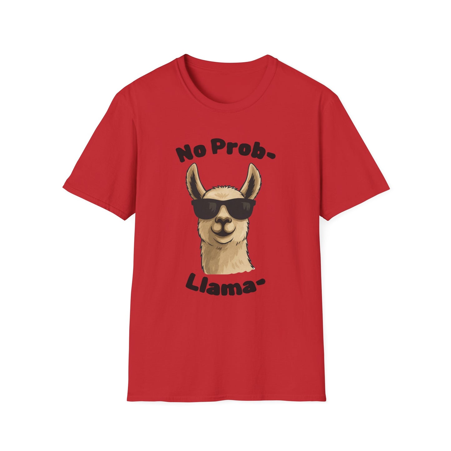 Light Color No Prob Llama T-Shirt, Unisex Cool Llama Sunglasses Unisex Softstyle T-Shirt - Fun Graphic Tee for Animal Lovers, Birthday Gift