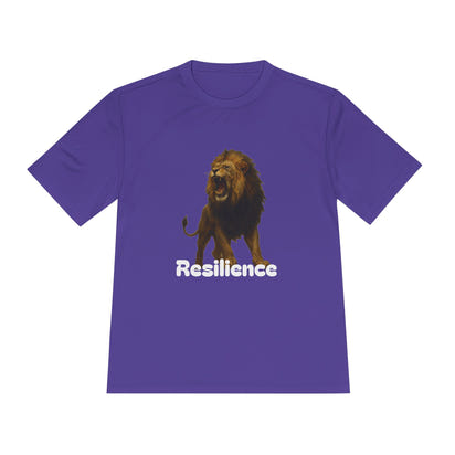 Black T-Shirt, Resilience Lion Tee, Unisex Moisture Wicking T-Shirt, Gym Shirt, Motivational Apparel, Workout Top, Lion Graphic Tee