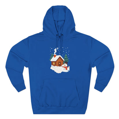 Cozy Holiday Hoodie with Snowman and Lights Design, Winter Fashion, Christmas Gift, Festive Apparel, Outdoor Comfort, Casual Wear