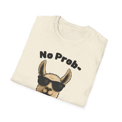 Light Color No Prob Llama T-Shirt, Unisex Cool Llama Sunglasses Unisex Softstyle T-Shirt - Fun Graphic Tee for Animal Lovers, Birthday Gift