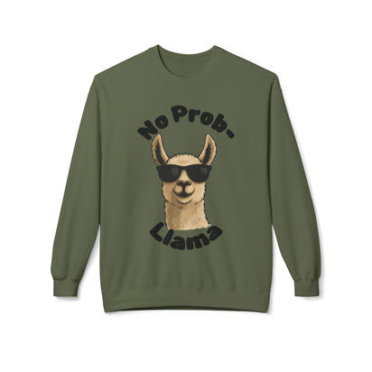 Light Color No Prob-Llama Sweatshirt | Light Color Unisex Crewneck | Cute Llama Design | Animal Pun Gift | Cozy Graphic Pullover