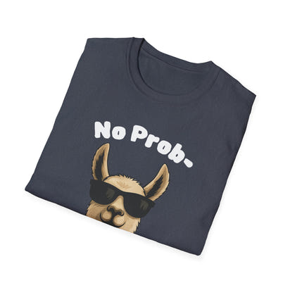 No Prob-Llama Funny T-Shirt | Dark Color Unisex Tee | Cute Llama Design | Humor Animal Pun Shirt | Gift for Him or Her