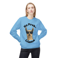 Light Color No Prob-Llama Sweatshirt | Light Color Unisex Crewneck | Cute Llama Design | Animal Pun Gift | Cozy Graphic Pullover