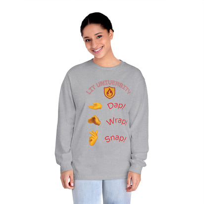 Lit University Crewneck | Dap, Wrap, Snap Edition | Funny College Sweatshirt for Students, Gamers & Trendsetters