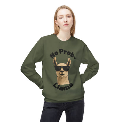 Light Color No Prob-Llama Sweatshirt | Light Color Unisex Crewneck | Cute Llama Design | Animal Pun Gift | Cozy Graphic Pullover