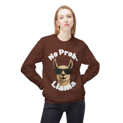 Dark Colors No Prob-Llama Sweatshirt Funny Cozy Llama Crewneck | Cute Pun Sweater | Animal Lover Gift | Winter Comfy Pullover