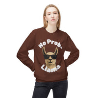 Dark Colors No Prob-Llama Sweatshirt Funny Cozy Llama Crewneck | Cute Pun Sweater | Animal Lover Gift | Winter Comfy Pullover