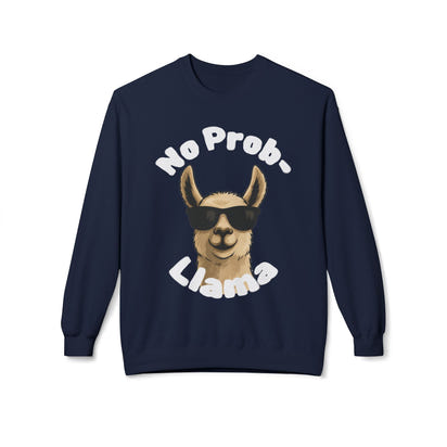 Dark Colors No Prob-Llama Sweatshirt Funny Cozy Llama Crewneck | Cute Pun Sweater | Animal Lover Gift | Winter Comfy Pullover
