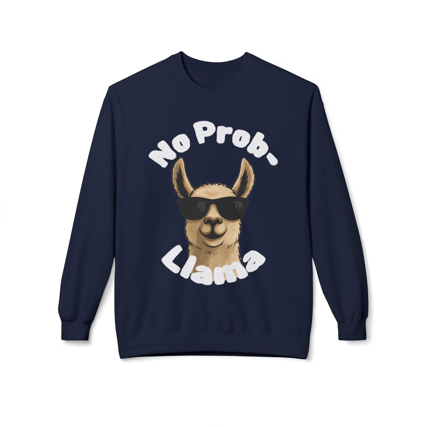 Dark Colors No Prob-Llama Sweatshirt Funny Cozy Llama Crewneck | Cute Pun Sweater | Animal Lover Gift | Winter Comfy Pullover