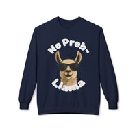 Dark Colors No Prob-Llama Sweatshirt Funny Cozy Llama Crewneck | Cute Pun Sweater | Animal Lover Gift | Winter Comfy Pullover