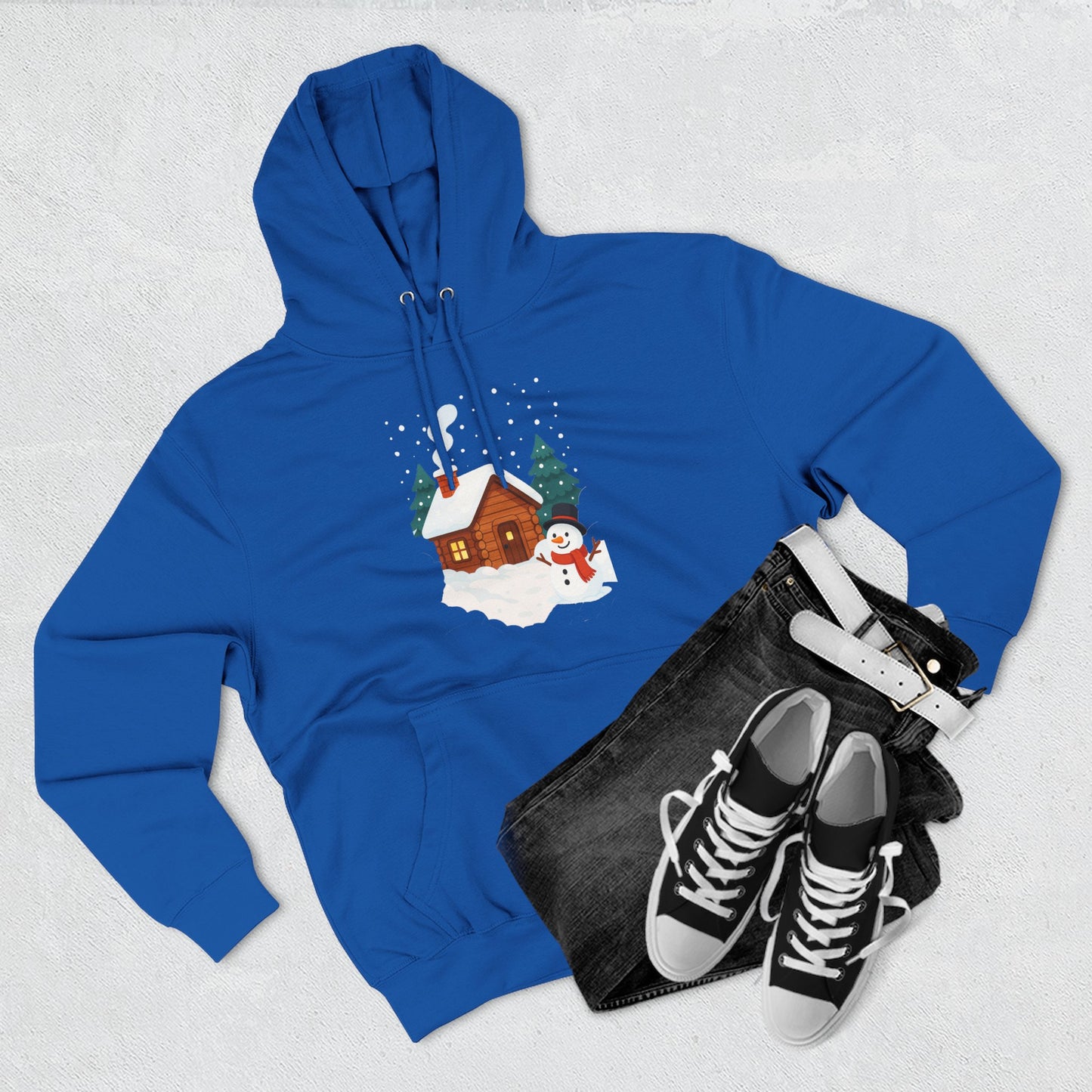 Cozy Holiday Hoodie with Snowman and Lights Design, Winter Fashion, Christmas Gift, Festive Apparel, Outdoor Comfort, Casual Wear