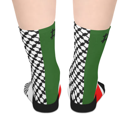 Free Palestine Socks | Cultural Pattern Crew Socks | Unisex Streetwear Statement | Bold Flag Design for Everyday Comfort