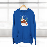 Cozy Holiday Hoodie with Snowman and Lights Design, Winter Fashion, Christmas Gift, Festive Apparel, Outdoor Comfort, Casual Wear