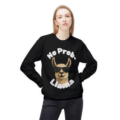 Dark Colors No Prob-Llama Sweatshirt Funny Cozy Llama Crewneck | Cute Pun Sweater | Animal Lover Gift | Winter Comfy Pullover