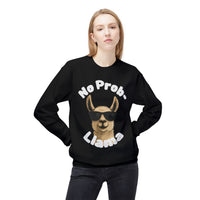 Dark Colors No Prob-Llama Sweatshirt Funny Cozy Llama Crewneck | Cute Pun Sweater | Animal Lover Gift | Winter Comfy Pullover