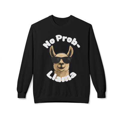Dark Colors No Prob-Llama Sweatshirt Funny Cozy Llama Crewneck | Cute Pun Sweater | Animal Lover Gift | Winter Comfy Pullover