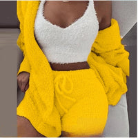 Women's Plush Home Wear 3-Piece Pajama Set