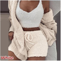 Women's Plush Home Wear 3-Piece Pajama Set
